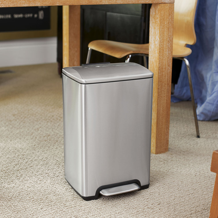 Household Essentials Brighton Soft Close 3.96 Gallon Stainless Steel Stainless Steel Trash Can With Locking Lid